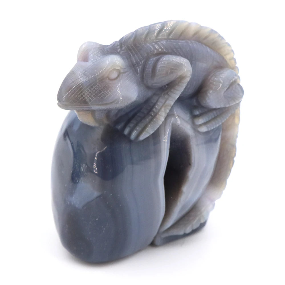 Grey Agate Geode Lizard-ToShay.org