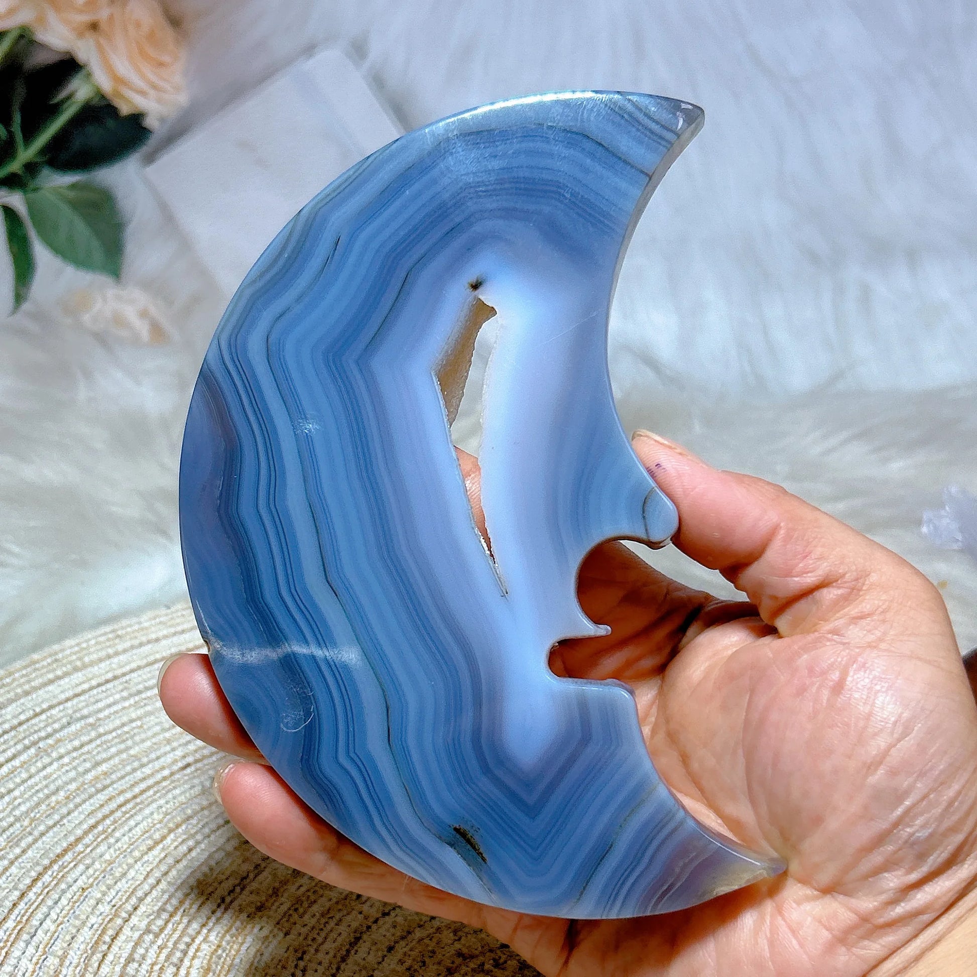 Blue Agate Moon Face-ToShay.org