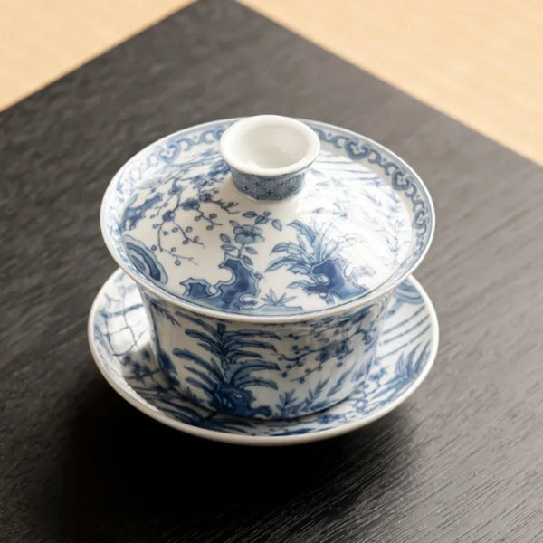 Blue White Gaiwan Tea Bowl-ToShay.org