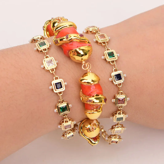 Orange Coral Crystal Bracelet-ToShay.org