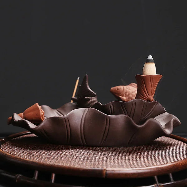 Lotus Leaf Fish Incense Burner-ToShay.org