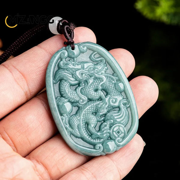 Blue Jadeite Dragon Pendant-ToShay.org