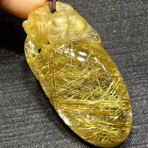 Gold Rutilated Quartz Pendant-ToShay.org