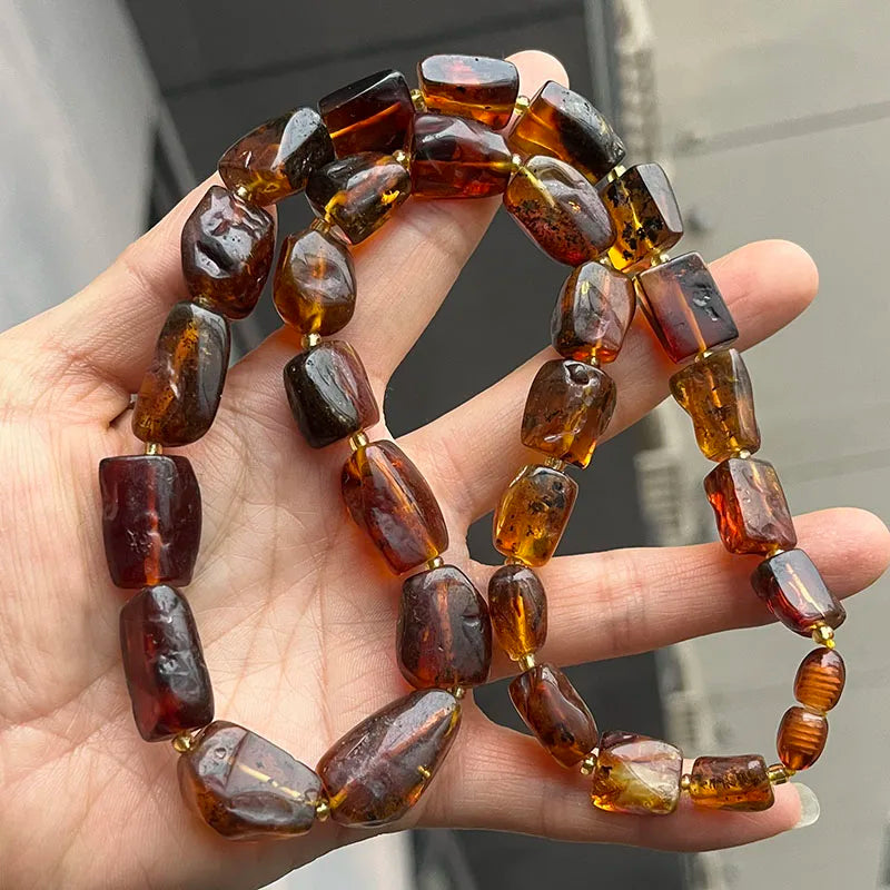 Yellow Amber Bead Necklace-ToShay.org
