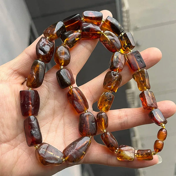 Yellow Amber Bead Necklace-ToShay.org