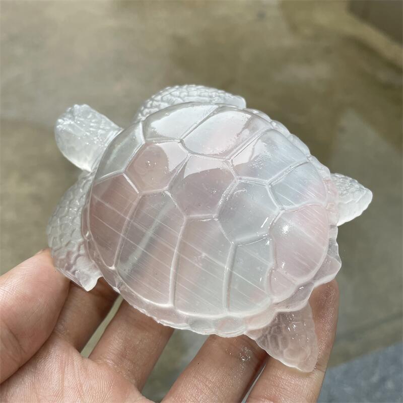 Natural White Selenite Crystal Tortoise - Feng Shui Healing Stone for Peace & Cleansing-ToShay.org