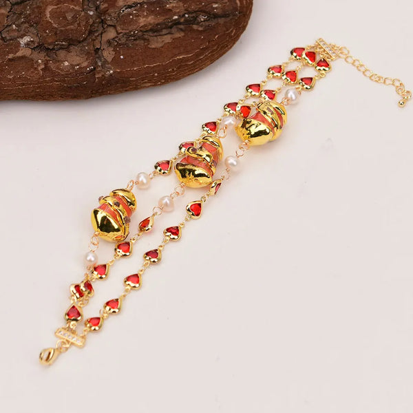 Orange Coral Pearl Bracelet-ToShay.org