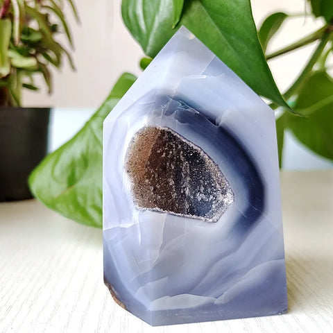 Blue Agate Geode Point-ToShay.org