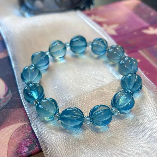 Blue Aquamarine Pumpkin Bracelet-ToShay.org