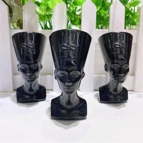 Black Obsidian Nefertiti Statue-ToShay.org