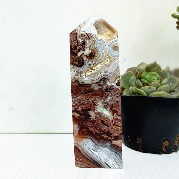 Red Lace Agate Crystal Tower-ToShay.org