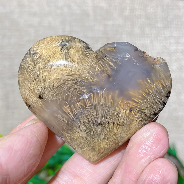 Yellow Hair Agate Heart-ToShay.org