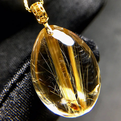 Gold Rutilated Quartz Pendant-ToShay.org