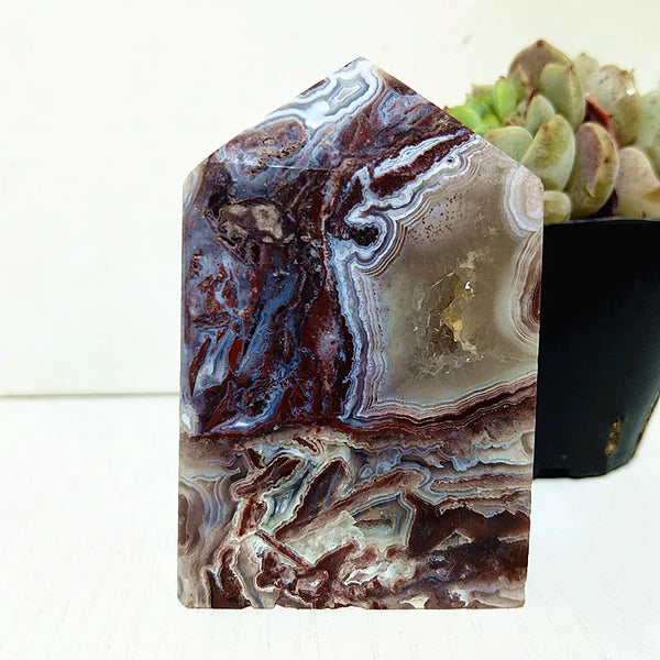 Red Lace Agate Crystal Tower-ToShay.org