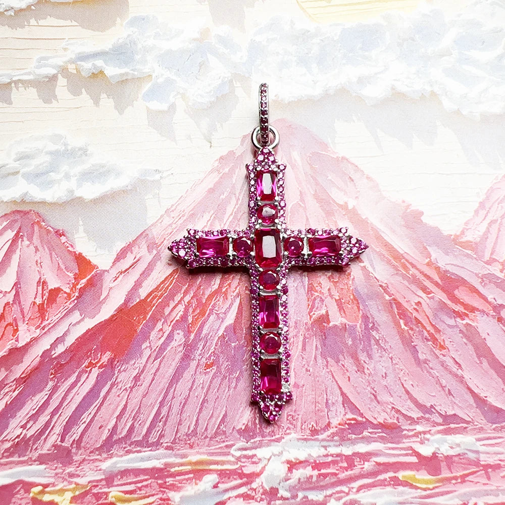 Pink Rose Stone Cross-ToShay.org