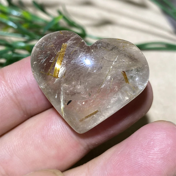 Gold Hair Rutile Quartz Heart-ToShay.org
