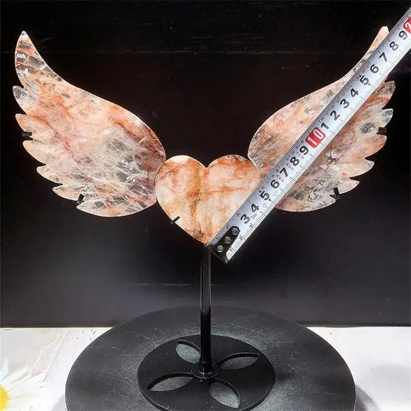 Red Fire Quartz Heart Angel Wing-ToShay.org