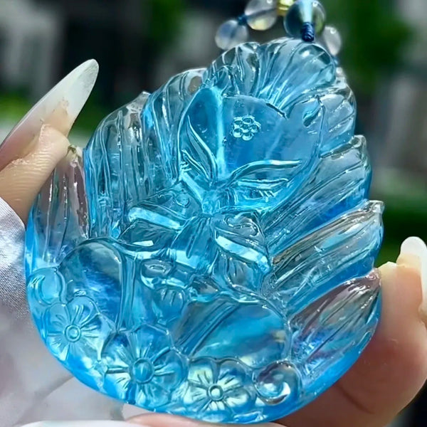 Blue Aquamarine Fox Pendant-ToShay.org