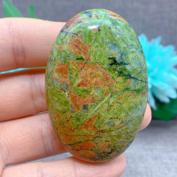 Green Unakite Palm Stone-ToShay.org