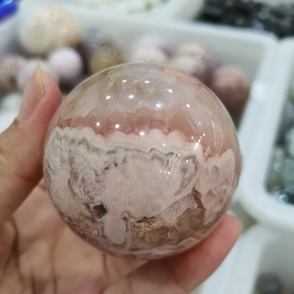 Pink Flower Agate Ball-ToShay.org
