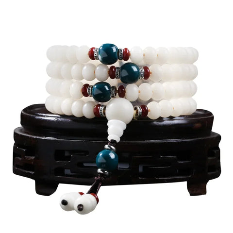 White Jade Bodhi Root Bracelet-ToShay.org