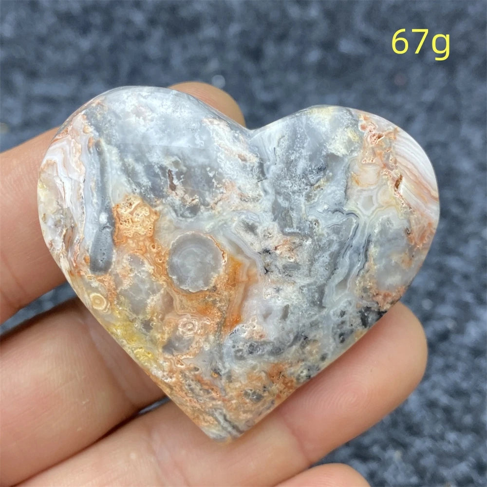 Yellow Crazy Agate Hearts-ToShay.org