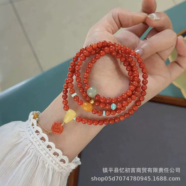 Red Agate Bead Bracelet-ToShay.org