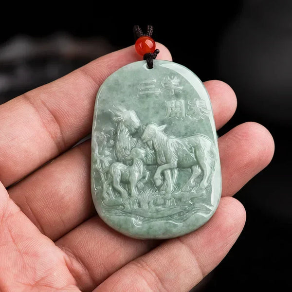 Green Jade Lamb Pendant-ToShay.org