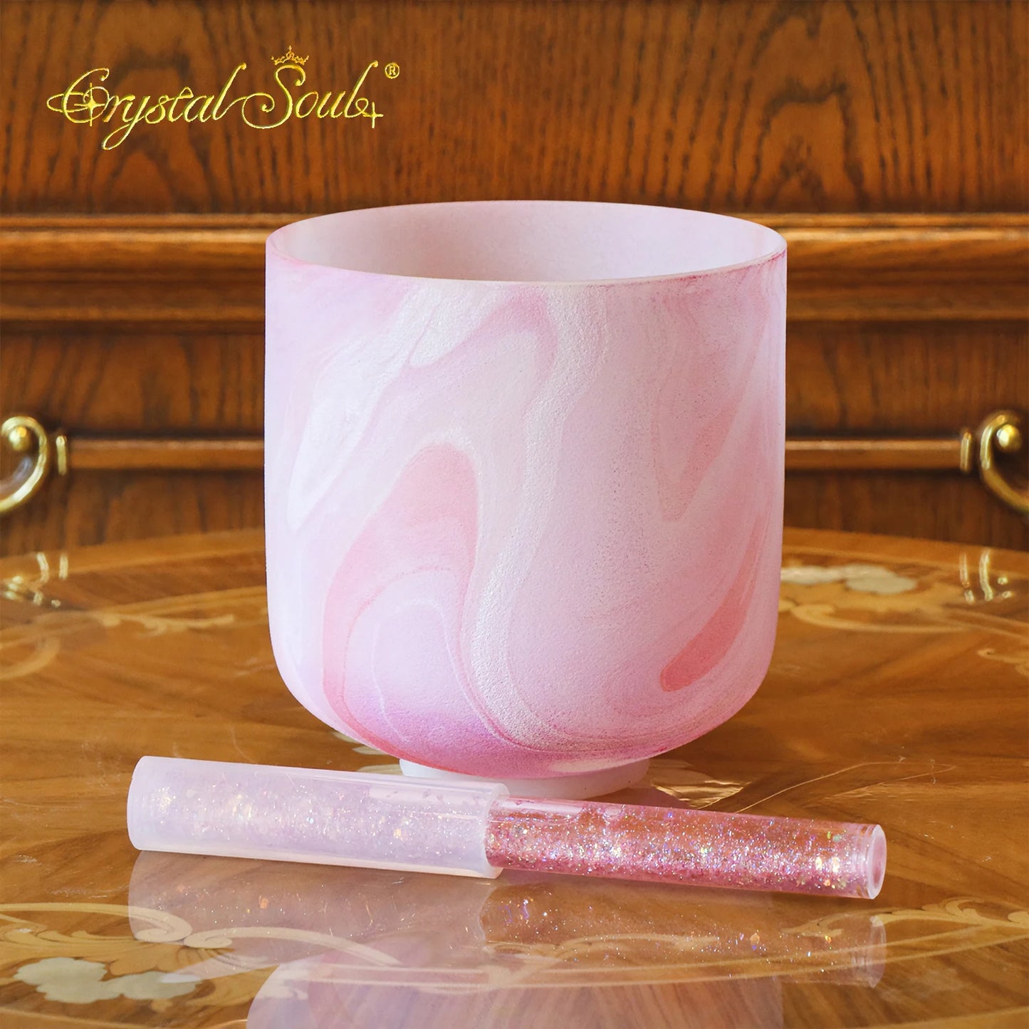 Pink Frosted Crystal Singing Bowl-ToShay.org