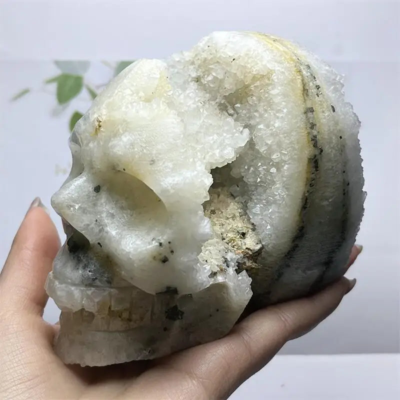 Green Cheetah Quartz Druzy Skull-ToShay.org