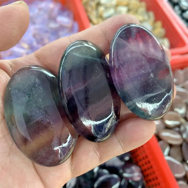 Rainbow Fluorite Palm Stone-ToShay.org