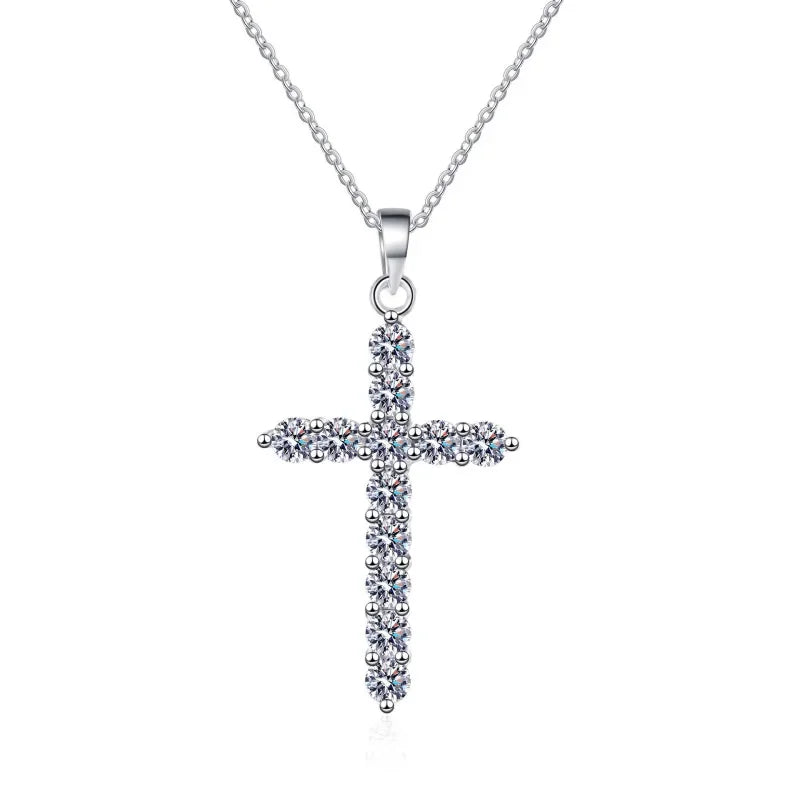 Silver Diamond Cross Necklaces-ToShay.org