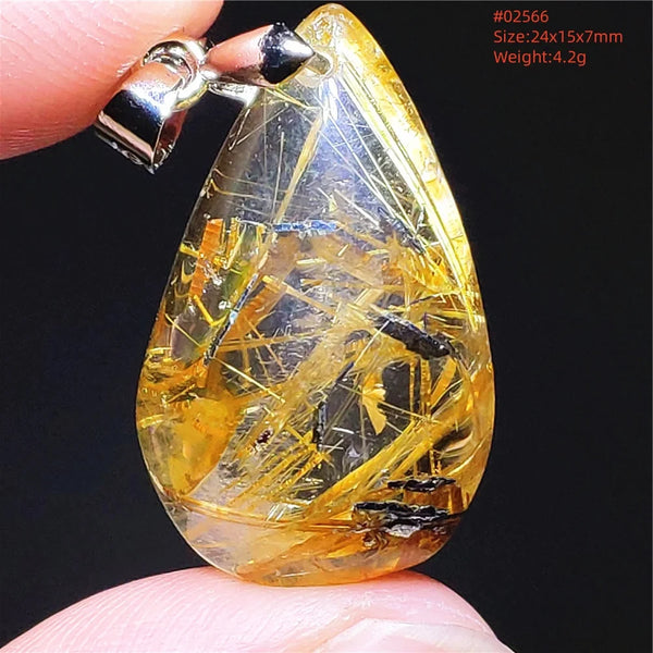 Gold Rutilated Quartz Pendant-ToShay.org