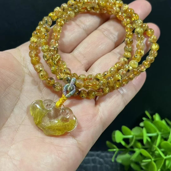 Gold Rutilated Quartz Wrap Bracelet-ToShay.org