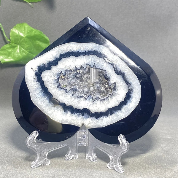 Black Agate Geode Heart-ToShay.org