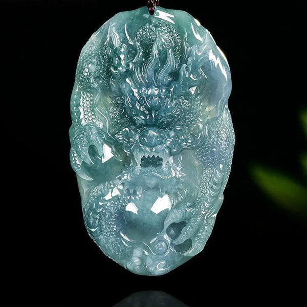 Blue Jade Dragon Pendant-ToShay.org