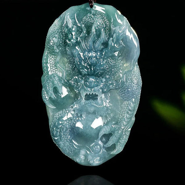 Blue Jade Dragon Pendant-ToShay.org