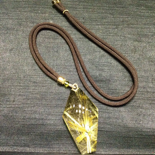Gold Rutilated Quartz Pendant-ToShay.org
