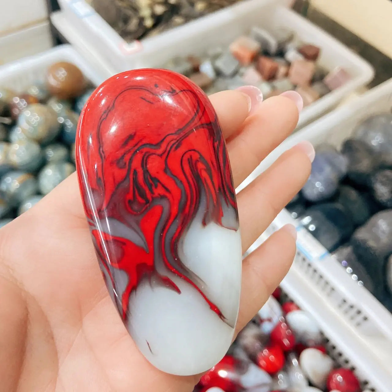 Red Agate Palm Stone-ToShay.org