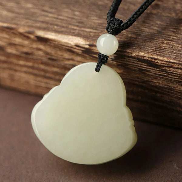 White Jade Maitreya Pendant-ToShay.org