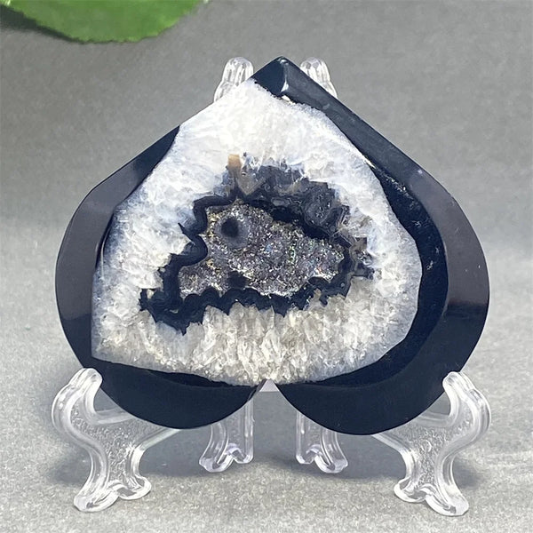 Black Agate Geode Heart-ToShay.org