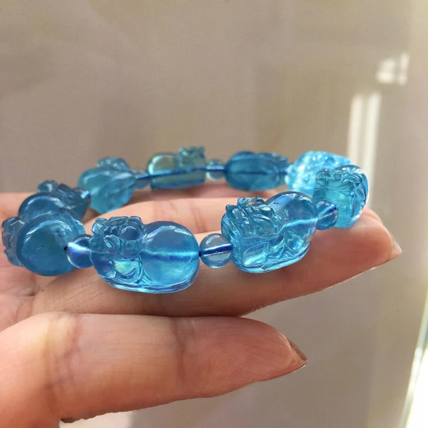 Blue Aquamarine Pi Xiu Bracelet-ToShay.org