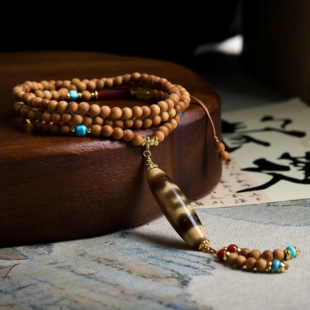 Brown Sandalwood Dzi Beads-ToShay.org