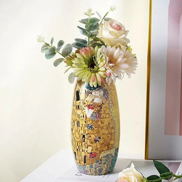 Klimt Kiss Ceramic Vase-ToShay.org