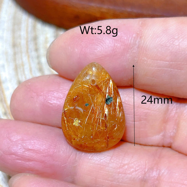 Gold Rutilated Crystal Pendant-ToShay.org