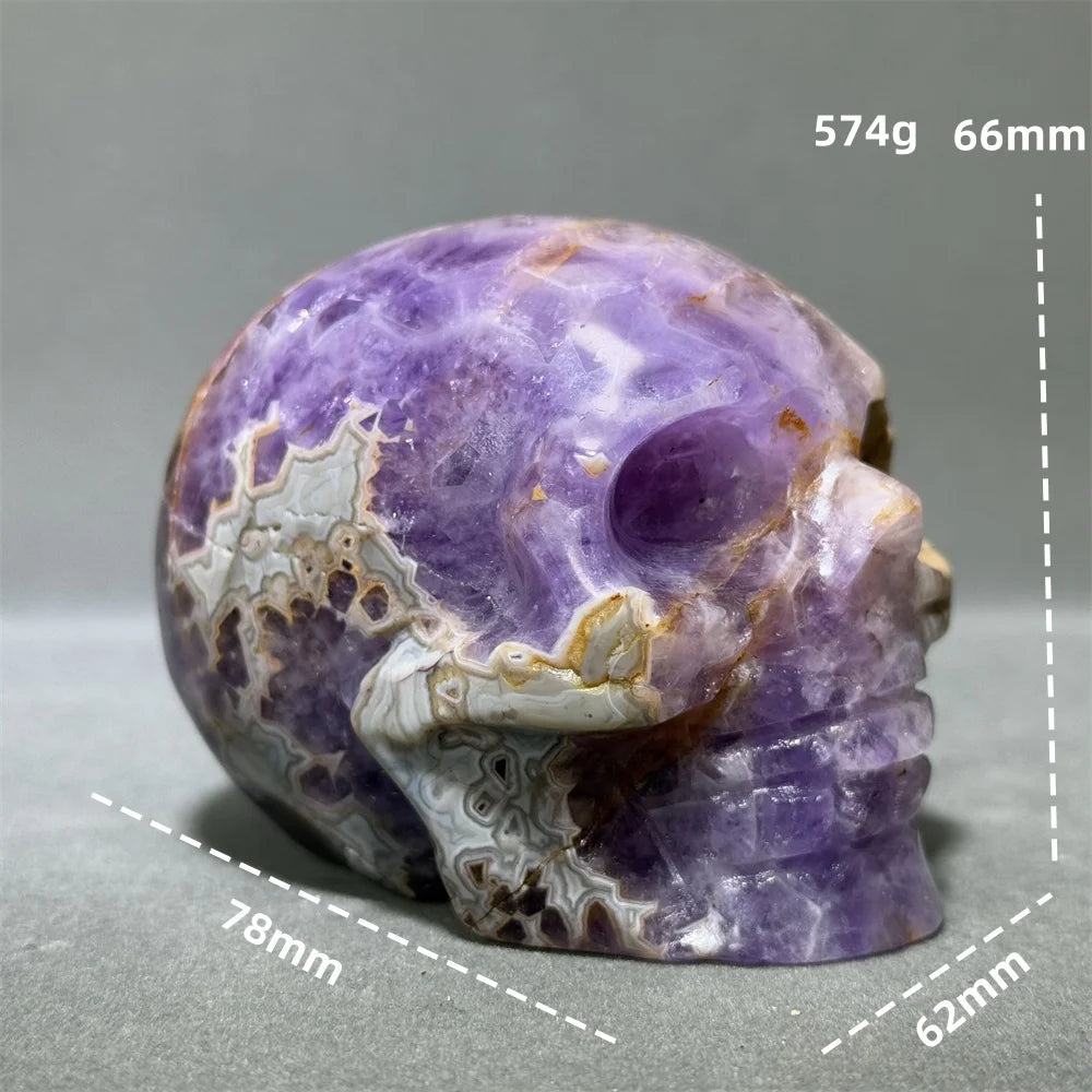 Natural Fantasy Amethyst Skull Hand-Carved Skull Aura Super Energy Home Decoration Witchcraft Altar Meditation Ornaments-ToShay.org