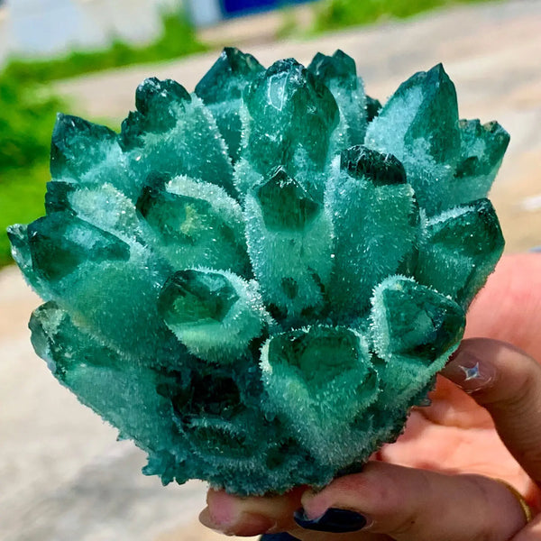 Green Quartz Crystal Cluster-ToShay.org