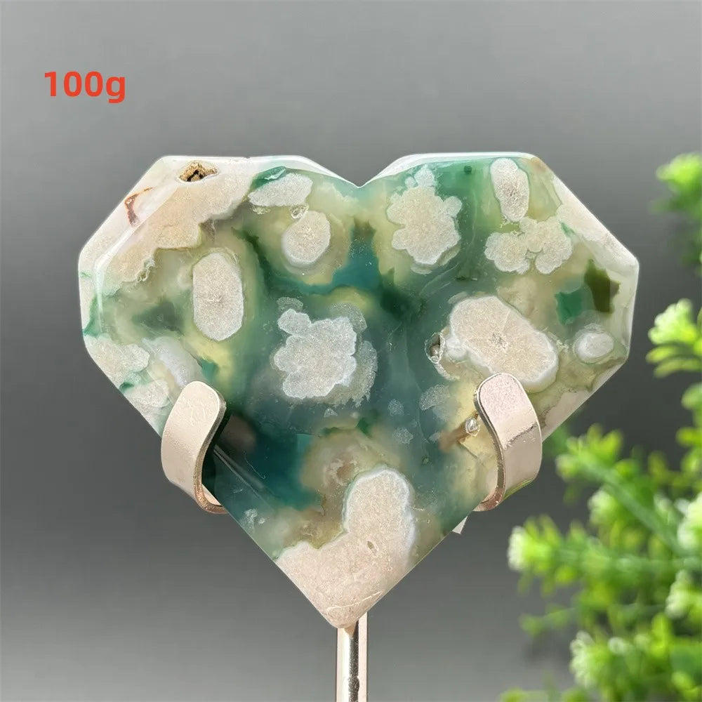 Green Cherry Blossom Agate Heart-ToShay.org