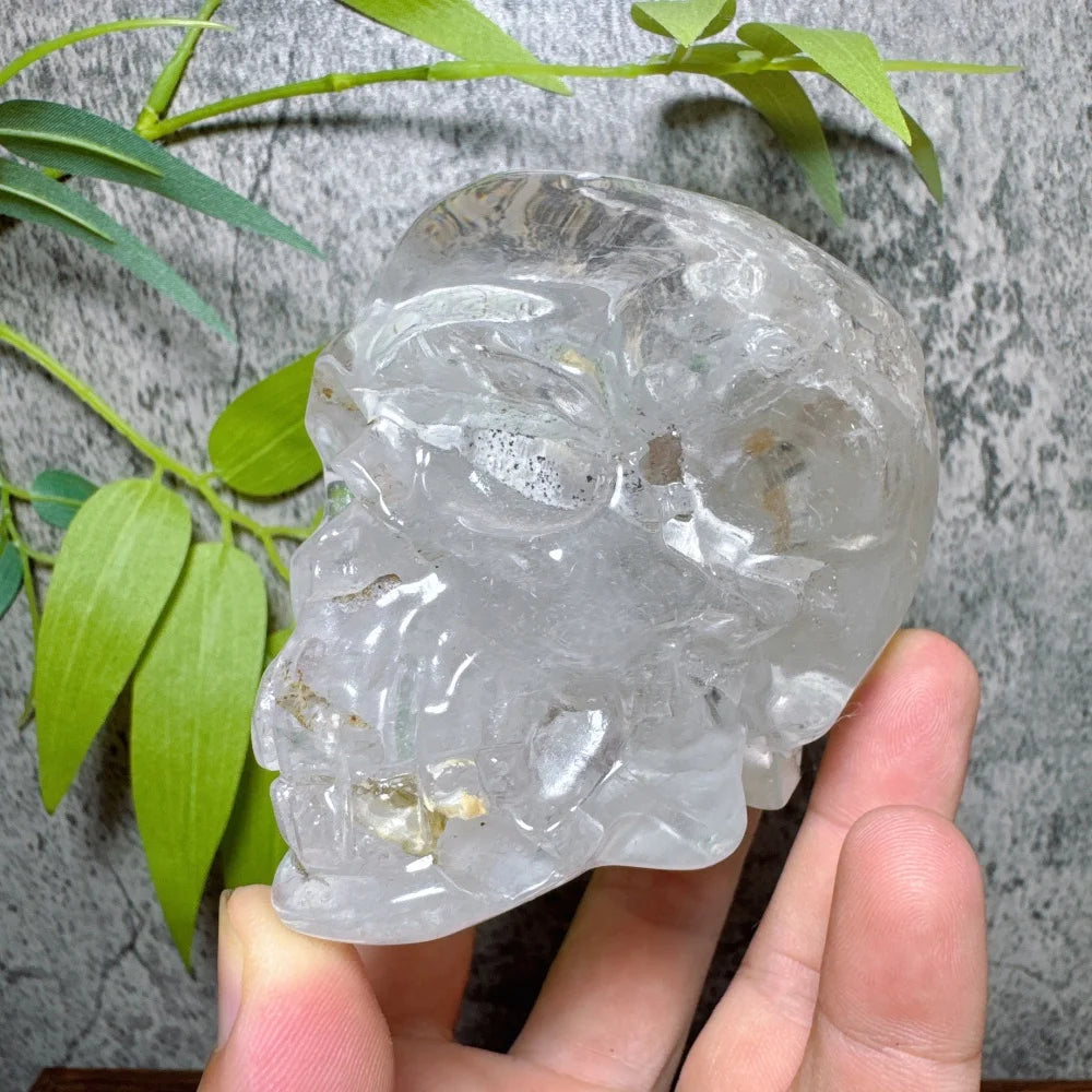 Clear Quartz Crystal Skull Statue Natural Stone Carved Energy Healing Mineral Figurine Home Decor-ToShay.org