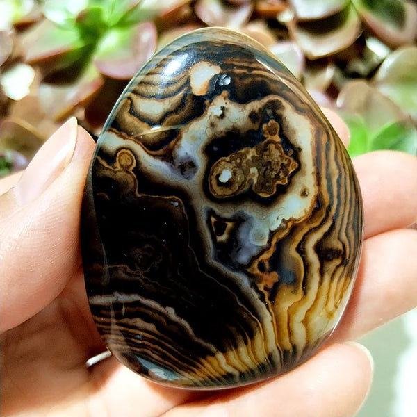 Red Flower Agate Palm Stone-ToShay.org
